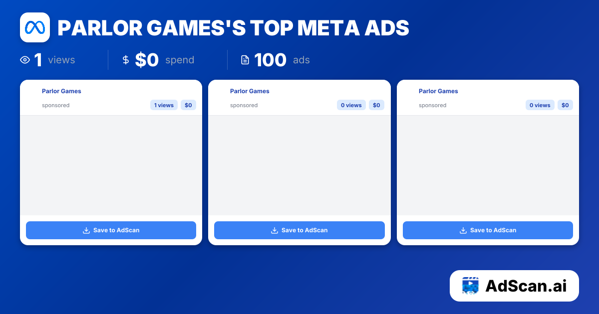 Parlor Games Meta Ads - 10 Ads, 10 Views | AdScan.ai