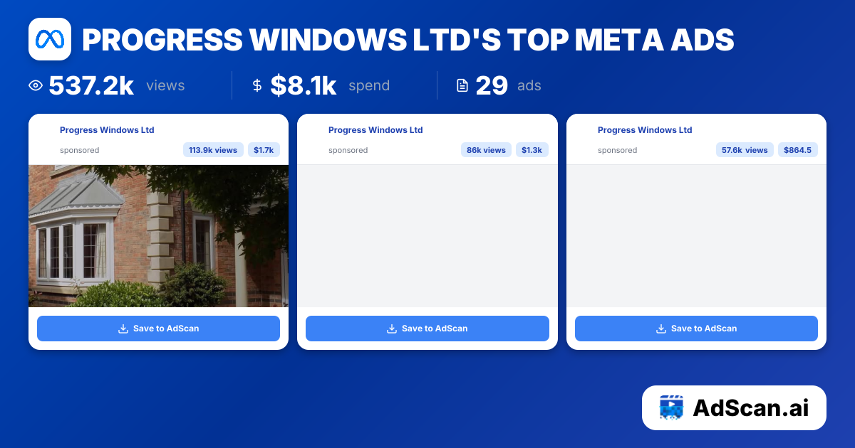 Progress Windows Ltd Meta Ads - 1 Ads, 30.6k Views | AdScan.ai