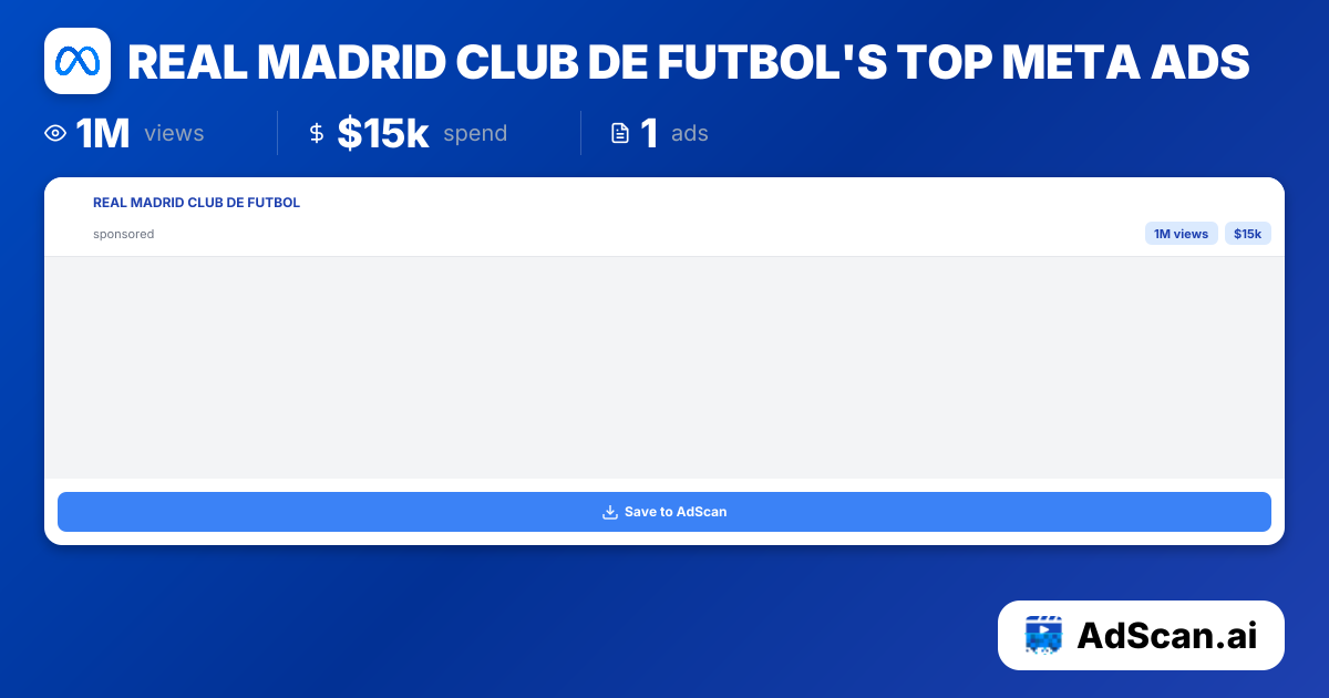 REAL MADRID CLUB DE FUTBOL Meta Ads - 0 Ads, 0 Views | AdScan.ai